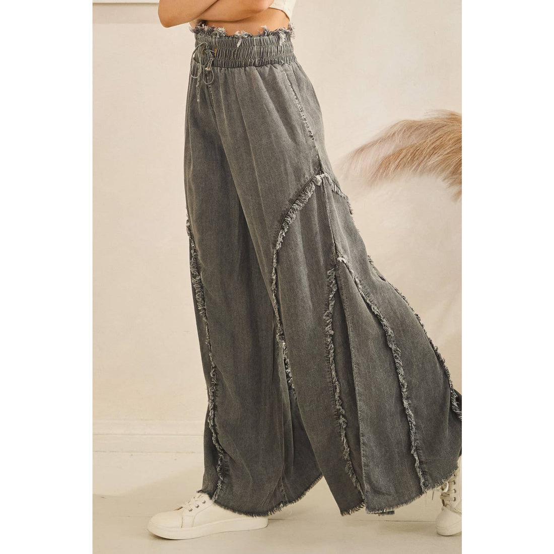 FRINGE WIDE-LEG TENCEL PANTS (SP8144)