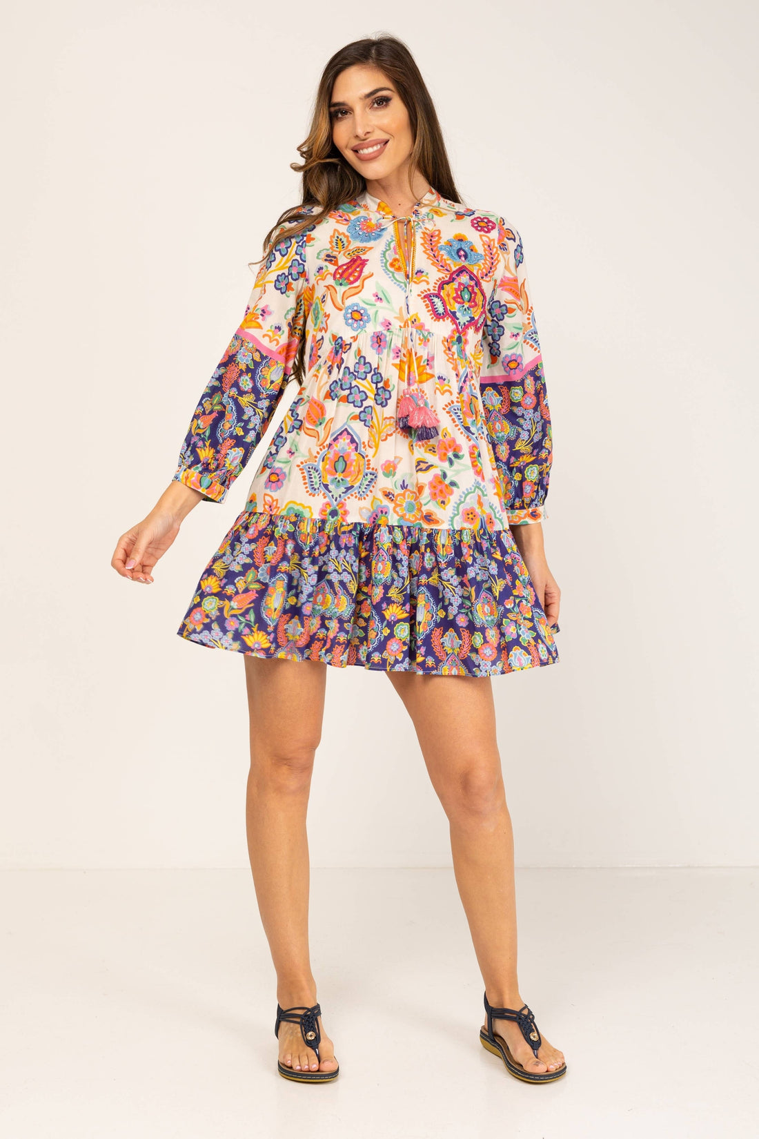 MULTICOLOR PRINTED SHORT DRESS