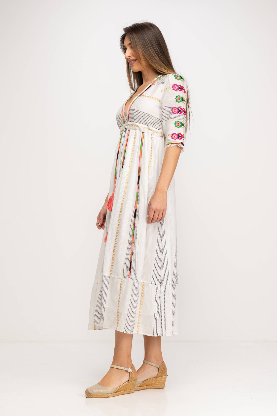 Ivory Embroidered Maxi Dress