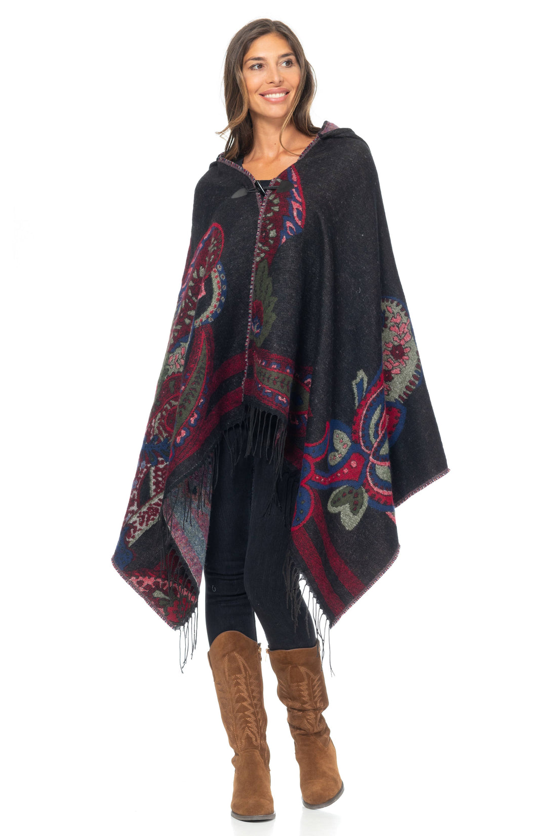 Black Designed Poncho