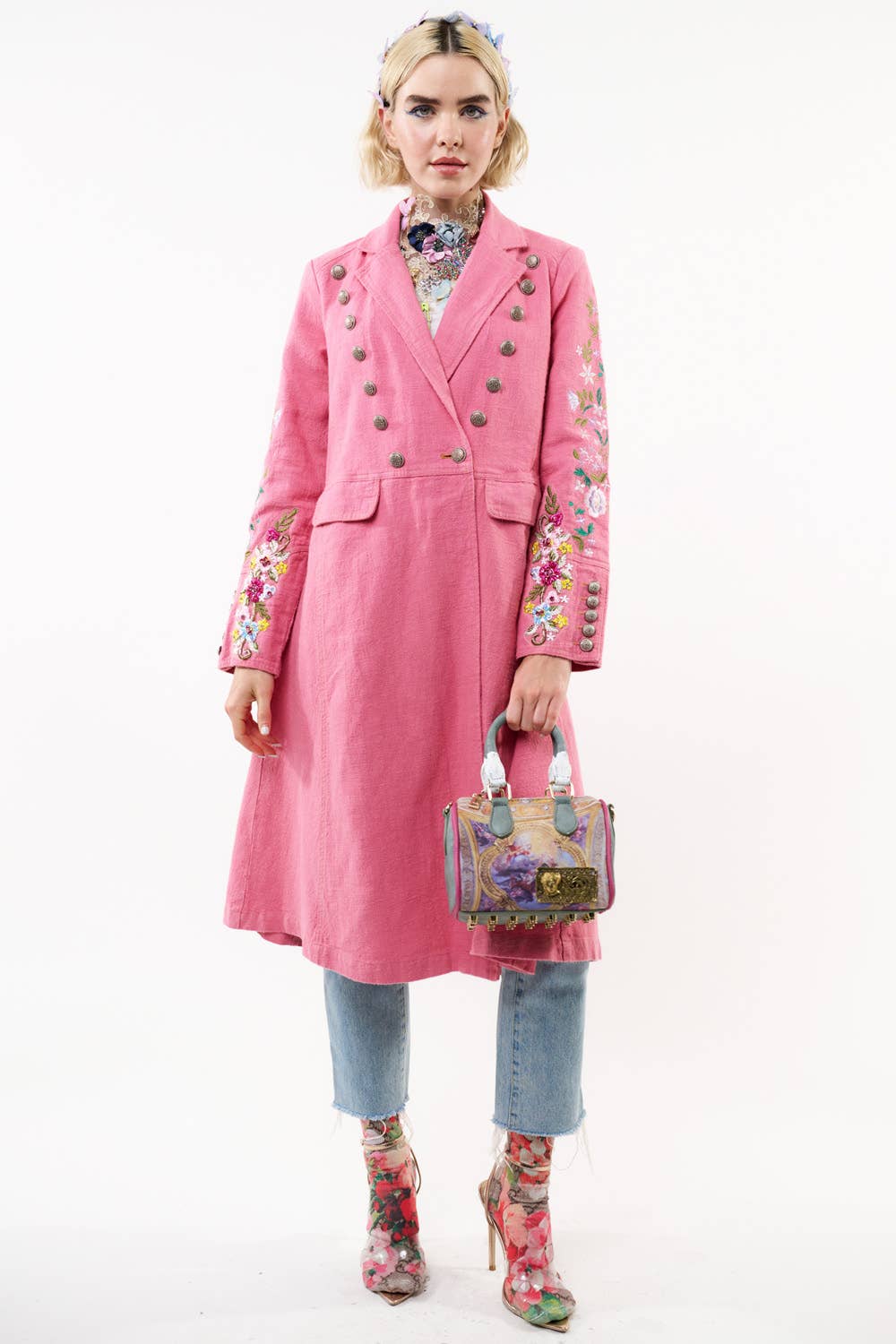 Pink City embroidered Coat