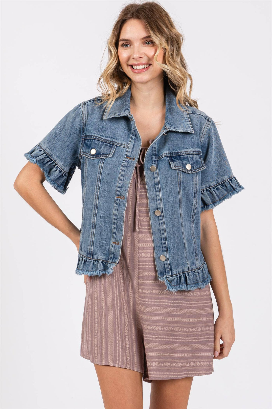 Ruffled Denim Jacket