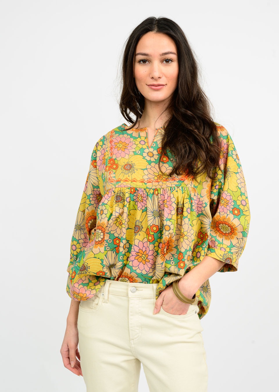 Sunshine Bloom Peasant Top