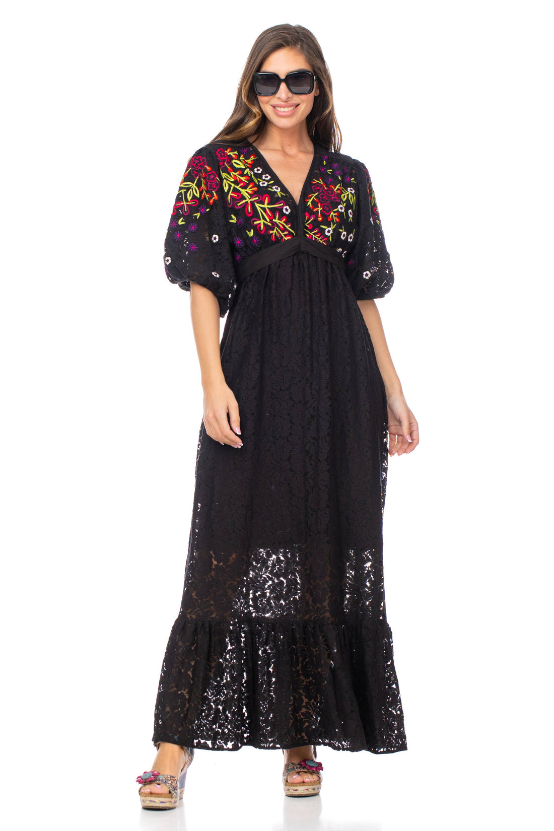 VALENCIA EMBROIDERED MAXI DRESS