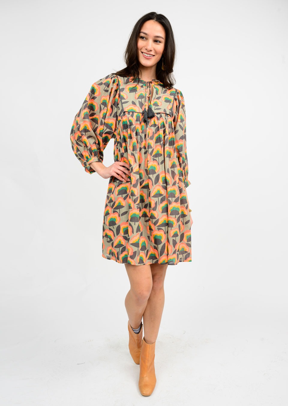 Retro Bloom Mini Dress