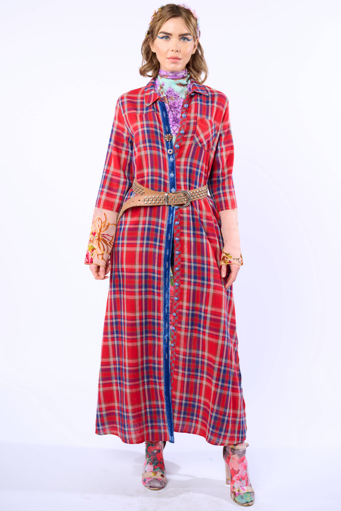 Western Boho button up Maxi Shirt Dress / Duster