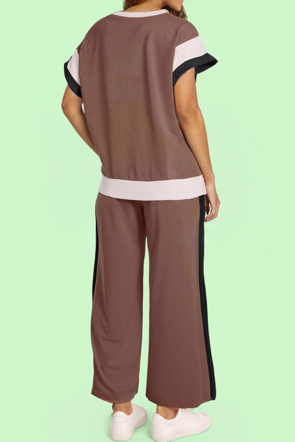 Relaxed Color Block Detail Casual Two-piece set