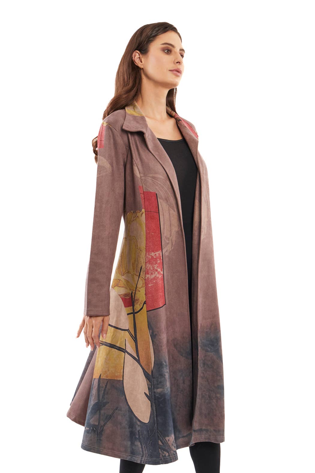 VEGAN PRINTED SUEDE LONG DUSTER